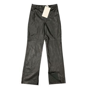 AGGI Faux Leather Pants Womens EU 38 Black Vegan Ankle Zip Straight High Waisted